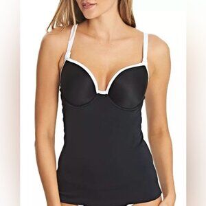 Freya Back To Black Tankini Top Underwired Padded Bikini - Black